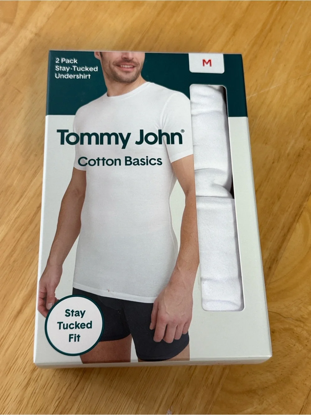 Tommy John Cotton Basics Stay Tucked Crew Neck Undershirts 2 Pack White Size Med